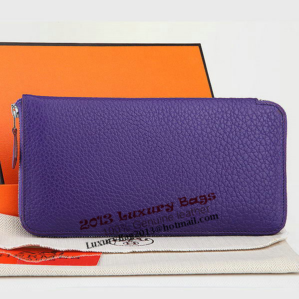 Hermes Zipper Wallet Original Leather A309 Purple Hermes Zipper Wallet Original Leather A309 Purple