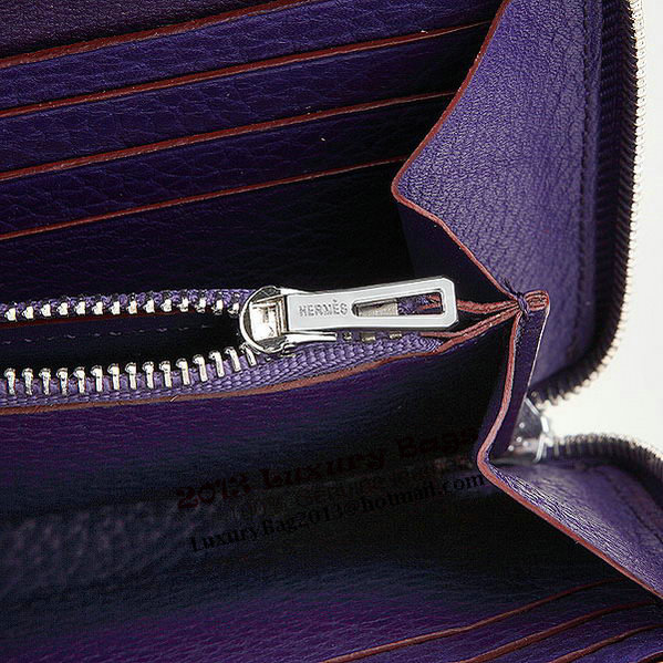 Hermes Zipper Wallet Original Leather A309 Purple Hermes Zipper Wallet Original Leather A309 Purple