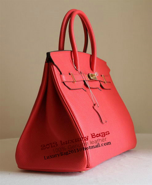 Hermes Birkin 35CM Tote Bag Red Clemence Leather H6089 Gold Hermes Birkin 35CM Tote Bag Red Clemence Leather H6089 Gold