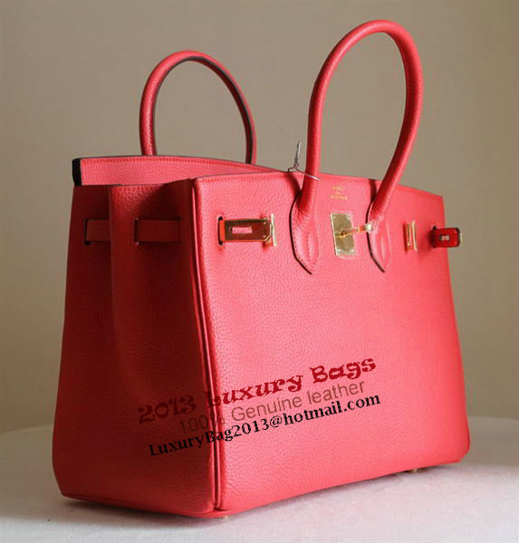 Hermes Birkin 35CM Tote Bag Red Clemence Leather H6089 Gold Hermes Birkin 35CM Tote Bag Red Clemence Leather H6089 Gold