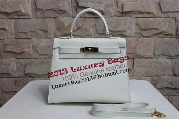 Hermes Kelly 32cm Shoulder Bag White Saffiano Leather K32 Gold Hermes Kelly 32cm Shoulder Bag White Saffiano Leather K32 Gold