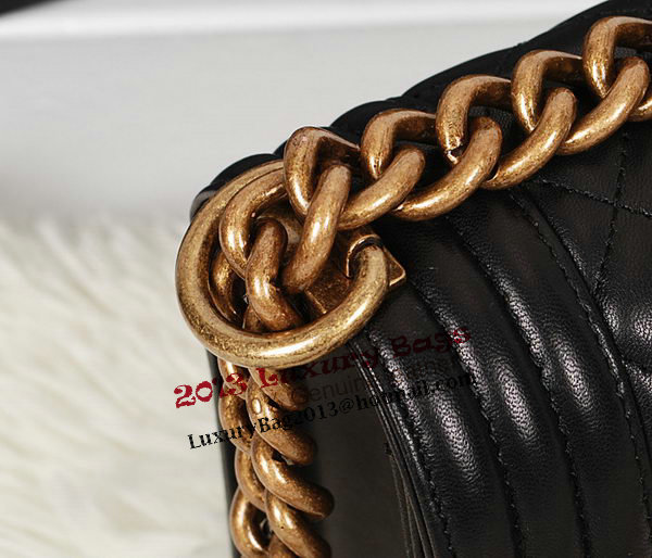 Chanel Black Sheppskin Leather Le Boy Flap Shoulder Bag A67086 Gold