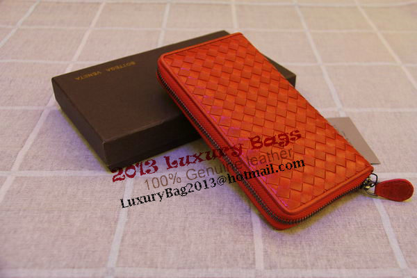 Bottega Veneta Intrecciato Nappa Zip Around Wallet 17004 Orange Bottega Veneta Intrecciato Nappa Zip Around Wallet 17004 Orange
