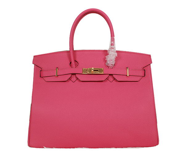 Hermes Birkin 35CM Tote Bag Rose Clemence Leather H35 Gold