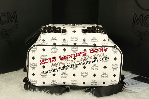 MCM Stark Backpack Jumbo in Calf Leather 8100 White
