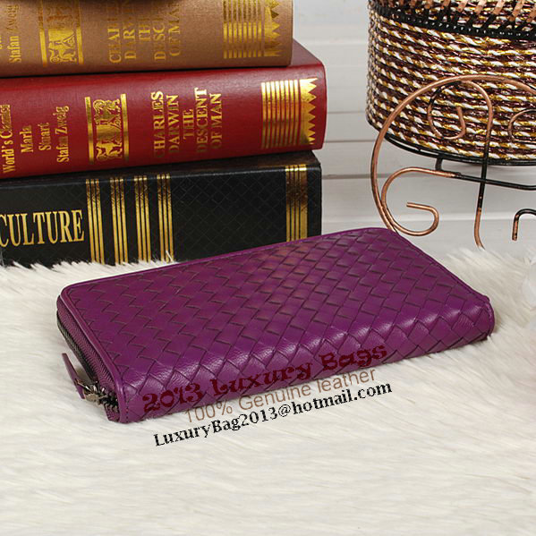 Bottega Veneta Intrecciato Nappa Zip Around Wallet BV20017 Purple Bottega Veneta Intrecciato Nappa Zip Around Wallet BV20017 Purple