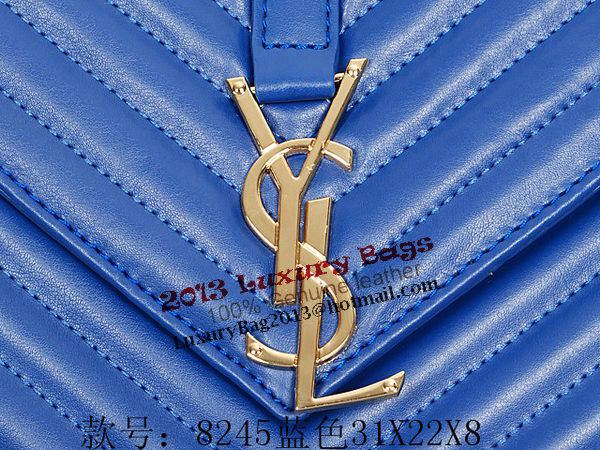 Yves Saint Laurent Classic Monogramme Flap Bag Y8245 Blue Yves Saint Laurent Classic Monogramme Flap Bag Y8245 Blue