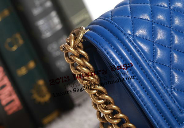 Chanel Boy Flap Shoulder Bag in Blue Lambskin Leather A67086 Gold Chanel Boy Flap Shoulder Bag in Blue Lambskin Leather A67086 Gold