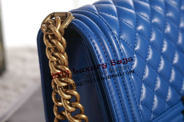 Chanel Boy Flap Shoulder Bag in Blue Lambskin Leather A67086 Gold Chanel Boy Flap Shoulder Bag in Blue Lambskin Leather A67086 Gold