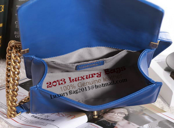 Chanel Boy Flap Shoulder Bag in Blue Lambskin Leather A67086 Gold Chanel Boy Flap Shoulder Bag in Blue Lambskin Leather A67086 Gold