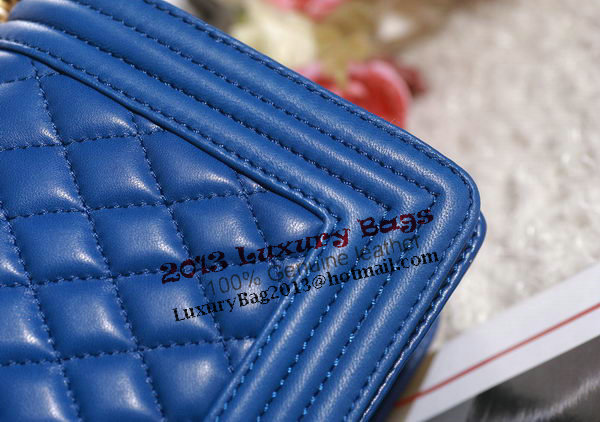 Chanel Boy Flap Shoulder Bag in Blue Lambskin Leather A67086 Gold Chanel Boy Flap Shoulder Bag in Blue Lambskin Leather A67086 Gold