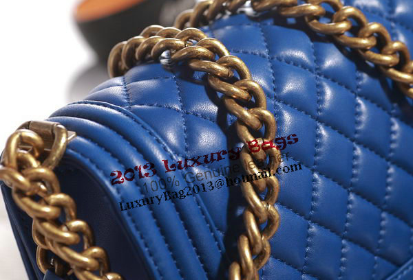 Chanel Boy Flap Shoulder Bag in Blue Lambskin Leather A67086 Gold Chanel Boy Flap Shoulder Bag in Blue Lambskin Leather A67086 Gold