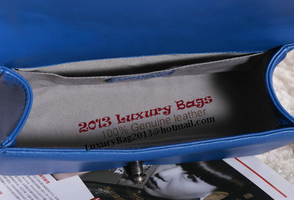 Chanel Boy Flap Shoulder Bag in Blue Lambskin Leather A67086 Silver