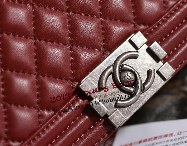 Chanel Boy Flap Shoulder Bag in Burgundy Lambskin Leather A67086 Silver Chanel Boy Flap Shoulder Bag in Burgundy Lambskin Leather A67086 Silver