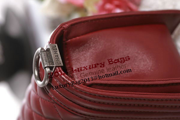 Chanel Boy Flap Shoulder Bag in Burgundy Lambskin Leather A67086 Silver Chanel Boy Flap Shoulder Bag in Burgundy Lambskin Leather A67086 Silver