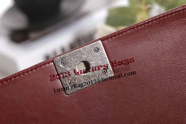 Chanel Boy Flap Shoulder Bag in Burgundy Lambskin Leather A67086 Silver Chanel Boy Flap Shoulder Bag in Burgundy Lambskin Leather A67086 Silver