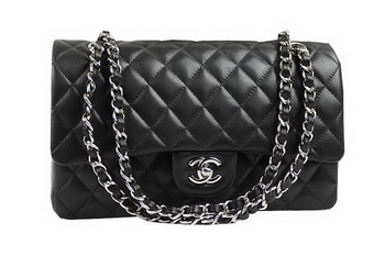 Chanel 2.55 Series Classic Flap Bag 1112 Black Original Sheepskin Leather Silver Chanel 2.55 Series Classic Flap Bag 1112 Black Original Sheepskin Leather Silver