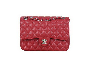 Chanel 2.55 Series Classic Flap Bag 1112 Red Cannage Pattern Original Leather Silver Chanel 2.55 Series Classic Flap Bag 1112 Red Cannage Pattern Original Leather Silver