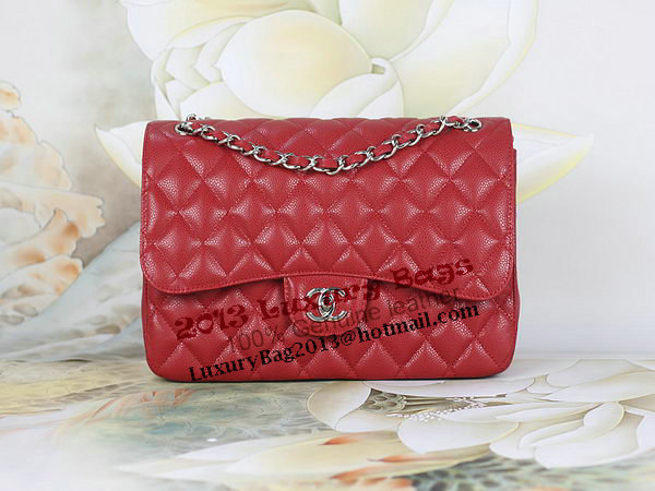 Chanel Classic Flap Bag 1113 Red Original Cannage Pattern Leather Silver Chanel Classic Flap Bag 1113 Red Original Cannage Pattern Leather Silver