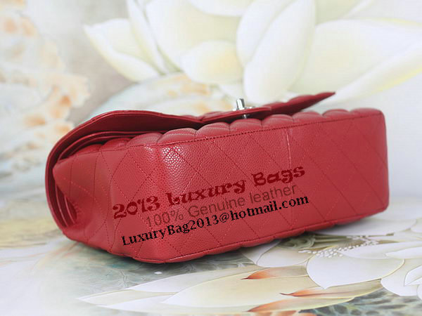 Chanel Classic Flap Bag 1113 Red Original Cannage Pattern Leather Silver Chanel Classic Flap Bag 1113 Red Original Cannage Pattern Leather Silver