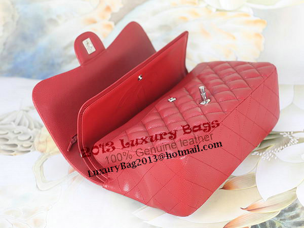 Chanel Classic Flap Bag 1113 Red Original Cannage Pattern Leather Silver Chanel Classic Flap Bag 1113 Red Original Cannage Pattern Leather Silver