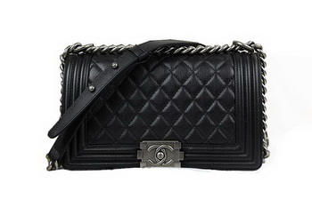 Chanel Boy Flap Shoulder Bag in Black Original Deerskin Leather A67025 Silver Chanel Boy Flap Shoulder Bag in Black Original Deerskin Leather A67025 Silver