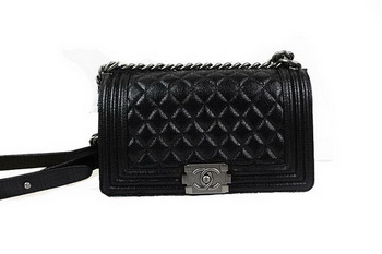 Chanel Boy Flap Shoulder Bag in Original Glazed Crackled Leather A67025 Black Chanel Boy Flap Shoulder Bag in Original Glazed Crackled Leather A67025 Black