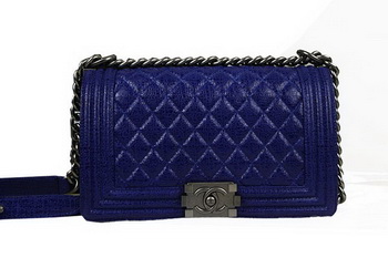 Chanel Boy Flap Shoulder Bag in Original Glazed Crackled Leather A67025 Blue Chanel Boy Flap Shoulder Bag in Original Glazed Crackled Leather A67025 Blue