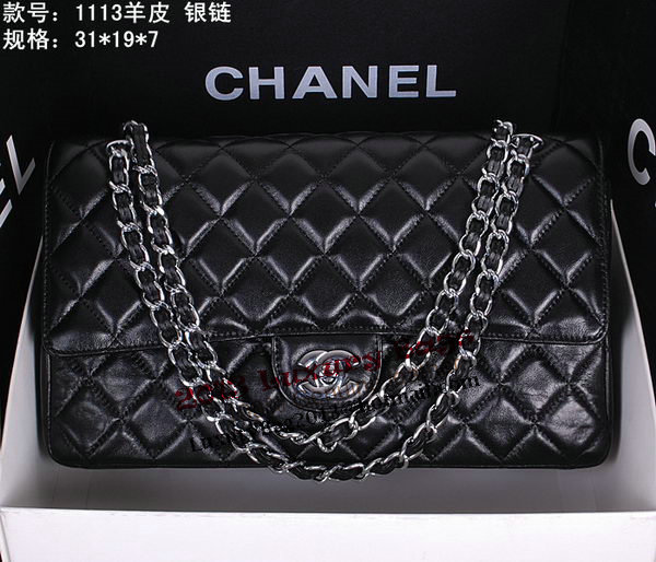 Chanel Classic Flap Bag 1113 Black Sheepskin Leather Chanel Classic Flap Bag 1113 Black Sheepskin Leather