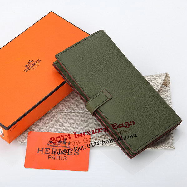 Hermes Bearn Japonaise Bi-Fold Wallet Grainy Leather A208 Dark Green Hermes Bearn Japonaise Bi-Fold Wallet Grainy Leather A208 Dark Green