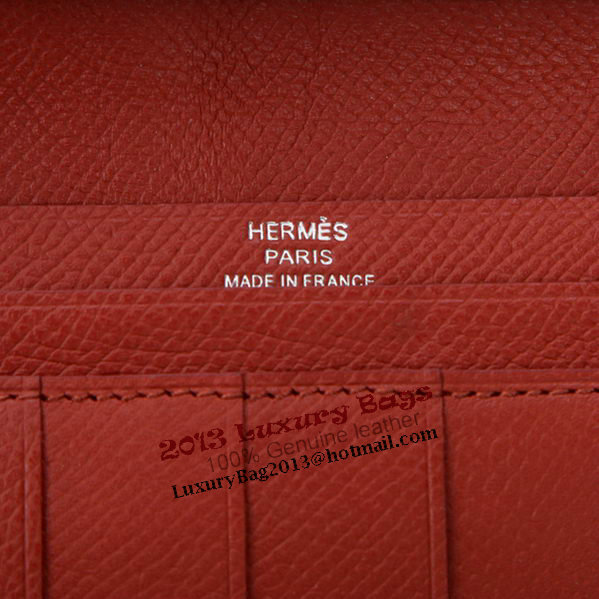 Hermes Bearn Japonaise Bi-Fold Wallet Original Leather A208 Red Hermes Bearn Japonaise Bi-Fold Wallet Original Leather A208 Red