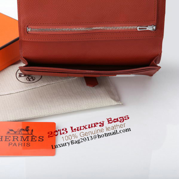 Hermes Bearn Japonaise Bi-Fold Wallet Original Leather A208 Red Hermes Bearn Japonaise Bi-Fold Wallet Original Leather A208 Red