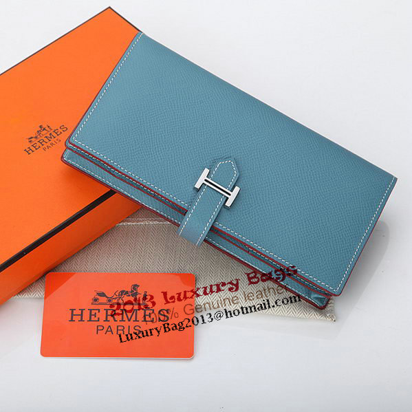 Hermes Bearn Japonaise Bi-Fold Wallet Original Leather A208 SkyBlue Hermes Bearn Japonaise Bi-Fold Wallet Original Leather A208 SkyBlue