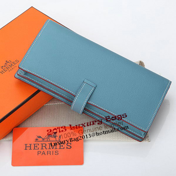 Hermes Bearn Japonaise Bi-Fold Wallet Original Leather A208 SkyBlue Hermes Bearn Japonaise Bi-Fold Wallet Original Leather A208 SkyBlue