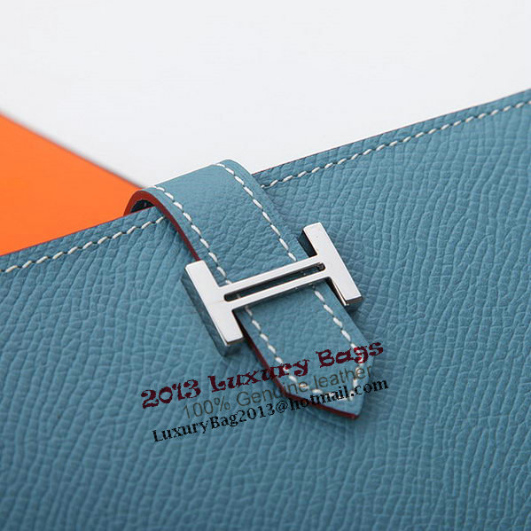 Hermes Bearn Japonaise Bi-Fold Wallet Original Leather A208 SkyBlue Hermes Bearn Japonaise Bi-Fold Wallet Original Leather A208 SkyBlue