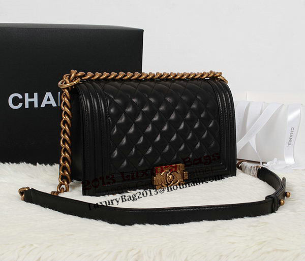 Boy Chanel A67086 Black Flap Shoulder Bag Original Calfskin Leather