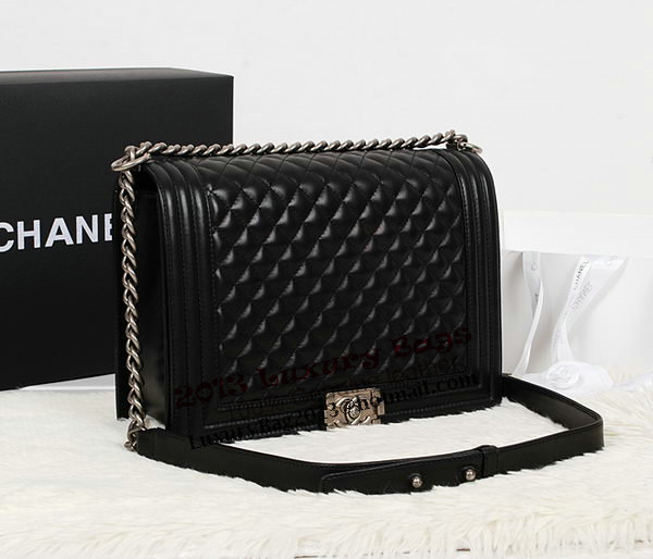 Chanel Boy Flap Shoulder Bag in Black Original Leather A67087 Silver Chanel Boy Flap Shoulder Bag in Black Original Leather A67087 Silver