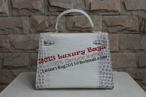 Hermes Kelly 32cm Shoulder Bag White Croco Leather K32 Gold Hermes Kelly 32cm Shoulder Bag White Croco Leather K32 Gold