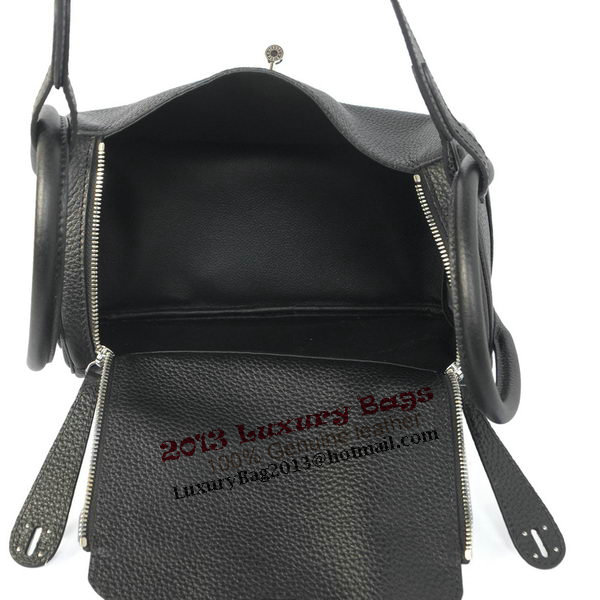 Hermes Lindy 30CM Black Grainy Leather Havanne Shoulder Bag Hermes Lindy 30CM Black Grainy Leather Havanne Shoulder Bag