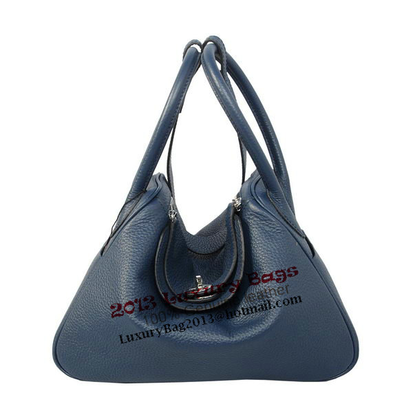 Hermes Lindy 30CM Dark Blue Grainy Leather Havanne Shoulder Bag Hermes Lindy 30CM Dark Blue Grainy Leather Havanne Shoulder Bag