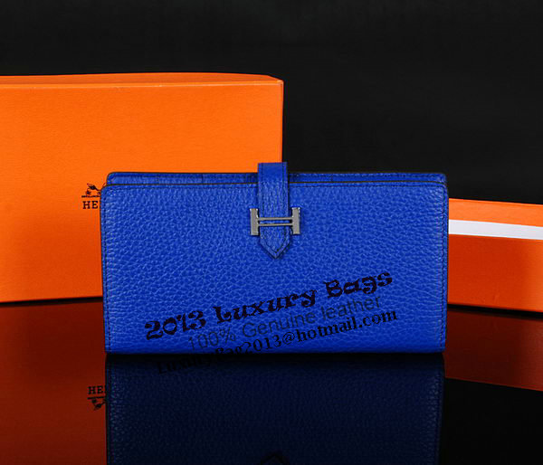 Hermes Bearn Japonaise Bi-Fold Wallet Original Leather A1018 Blue Hermes Bearn Japonaise Bi-Fold Wallet Original Leather A1018 Blue