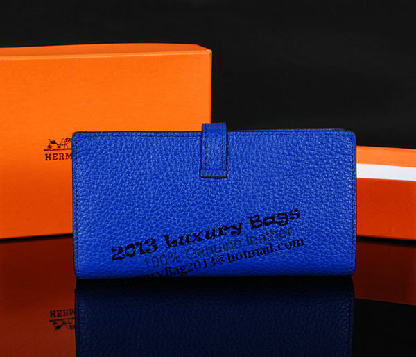Hermes Bearn Japonaise Bi-Fold Wallet Original Leather A1018 Blue Hermes Bearn Japonaise Bi-Fold Wallet Original Leather A1018 Blue