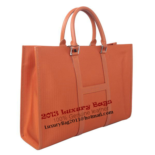 Hermes Mens Briefcase Canvas & Leather H1691 Orange Hermes Mens Briefcase Canvas & Leather H1691 Orange