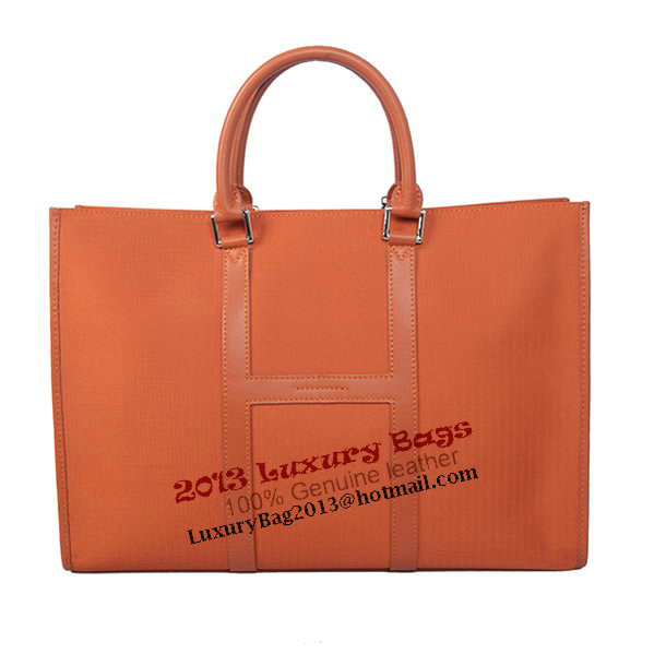 Hermes Mens Briefcase Canvas & Leather H1691 Orange Hermes Mens Briefcase Canvas & Leather H1691 Orange