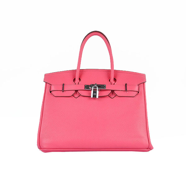 Hermes Birkin 30CM Tote Bags Pink Clemence Leather Silver