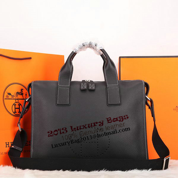 Hermes Mens Briefcase Original Calf Leather H86683 Black Hermes Mens Briefcase Original Calf Leather H86683 Black