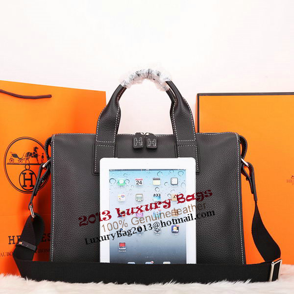 Hermes Mens Briefcase Original Calf Leather H86683 Black Hermes Mens Briefcase Original Calf Leather H86683 Black
