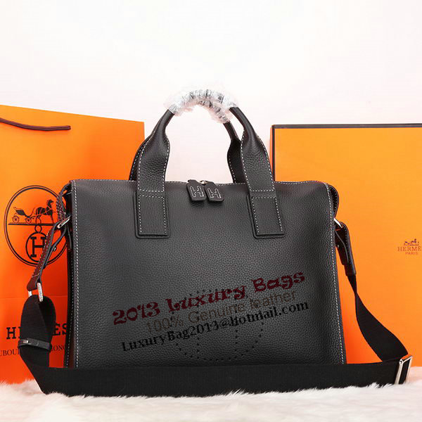Hermes Mens Briefcase Original Calf Leather H86683 Black Hermes Mens Briefcase Original Calf Leather H86683 Black