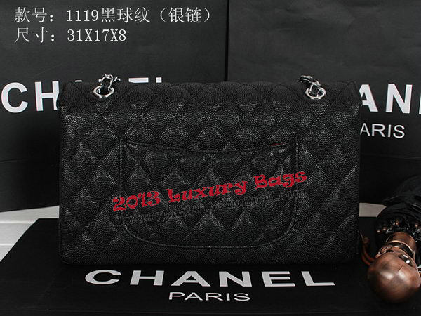 Chanel Classic Flap Bag 1119 Black Cannage Pattern Leather Silver Chanel Classic Flap Bag 1119 Black Cannage Pattern Leather Silver