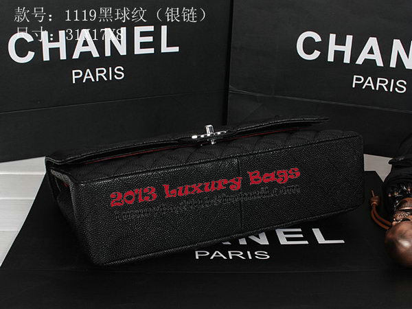 Chanel Classic Flap Bag 1119 Black Cannage Pattern Leather Silver Chanel Classic Flap Bag 1119 Black Cannage Pattern Leather Silver
